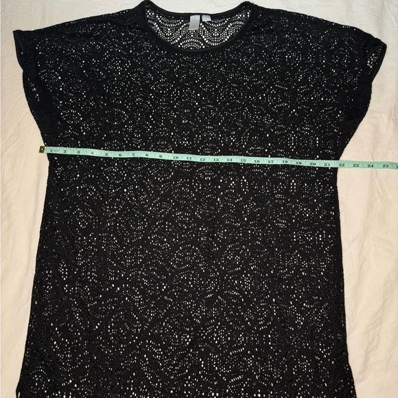 Swim Coverup Top / Dress / Crochet with Fringe Bottom / Black / X-Large / Design - Picture 5 of 6